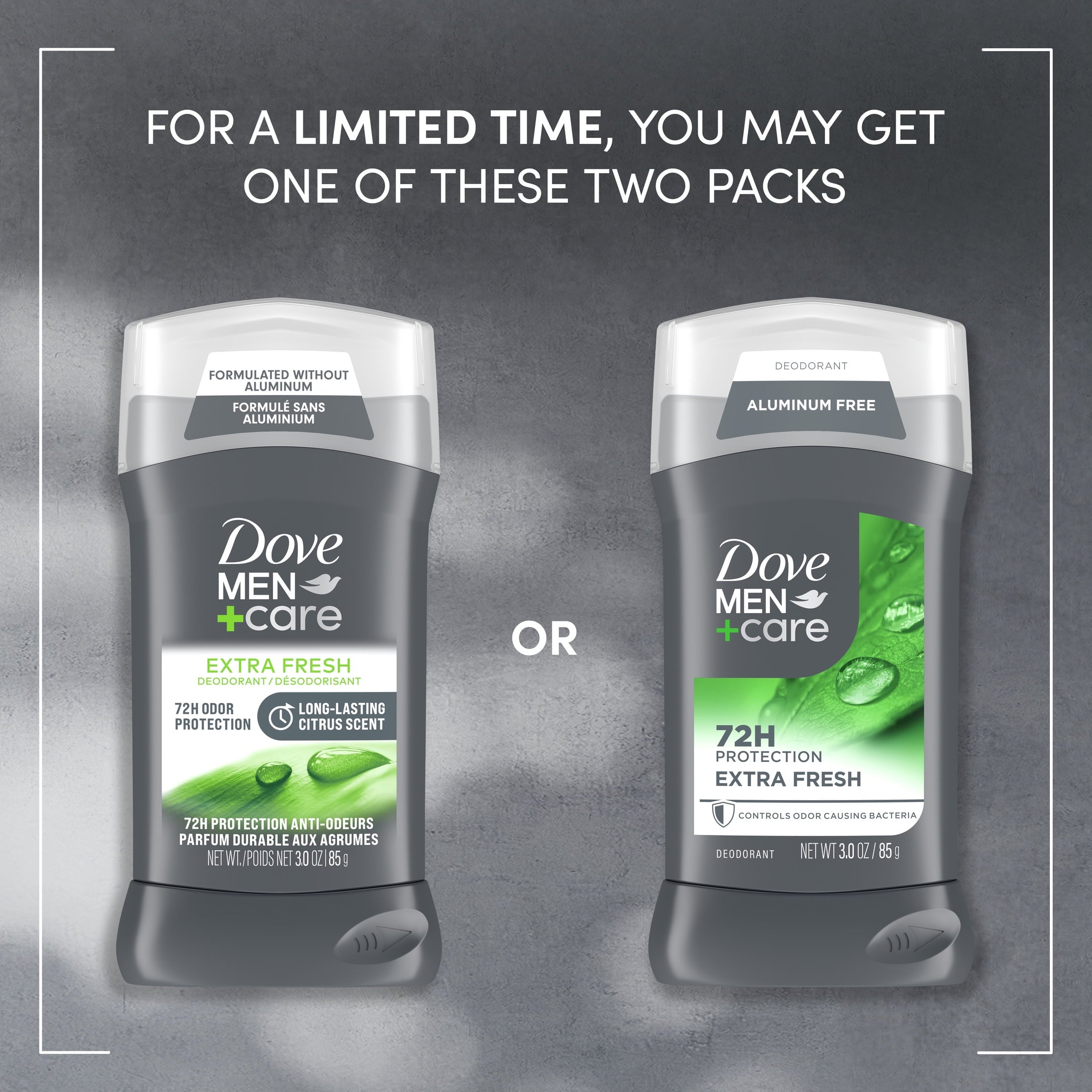 Deodorant Stick for Men Extra Fresh Aluminum Free with Moisturizing Cream, 3 Oz