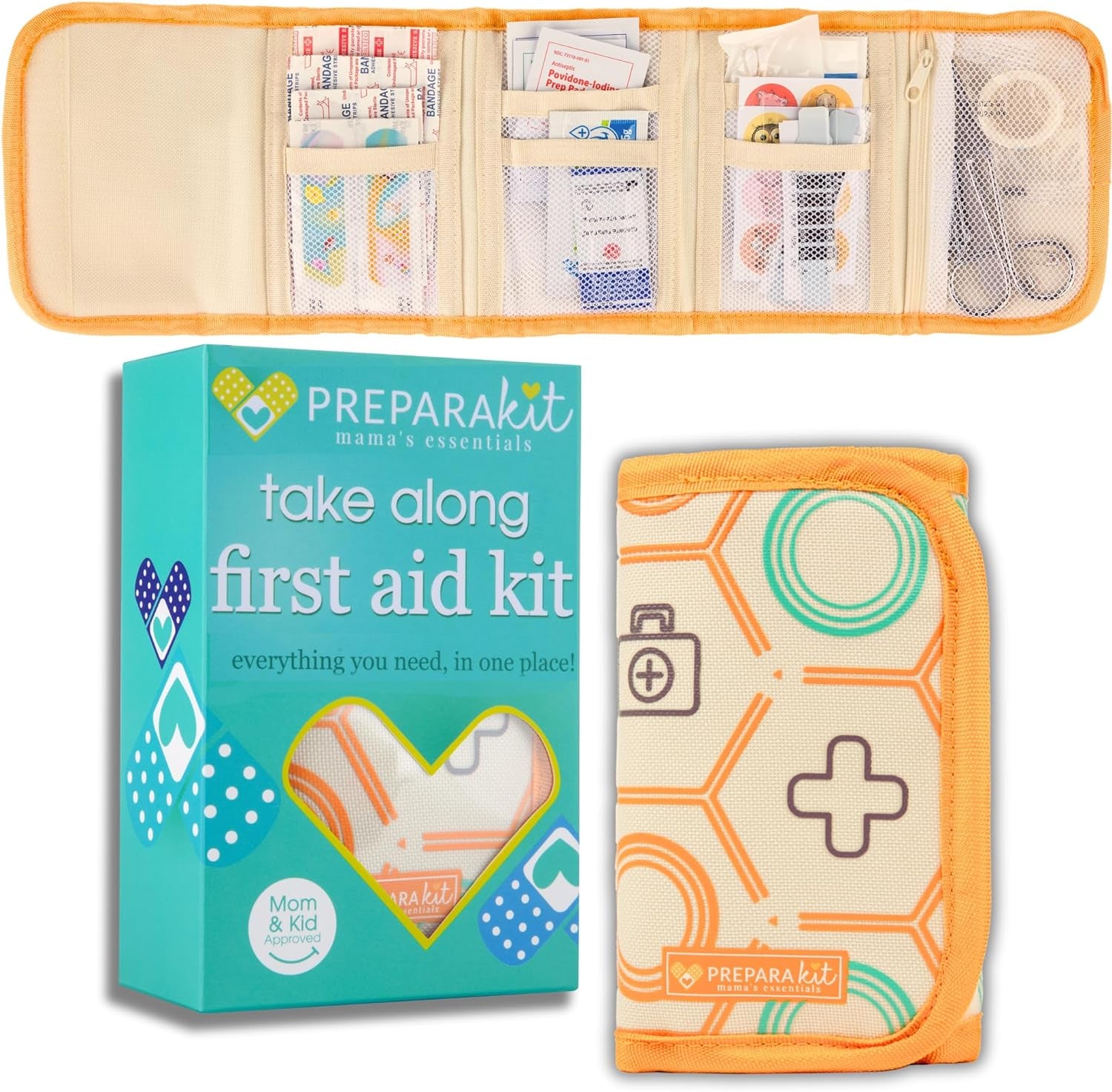 Kids First Aid Kit - 75-Piece Travel First Aid Kit for Toddlers and Babies, TSA Approved, Latex Free, Fits Diaper Bag, Backpack, Purse or Car, Designed by a Mom and Nurse (Orange Crush)