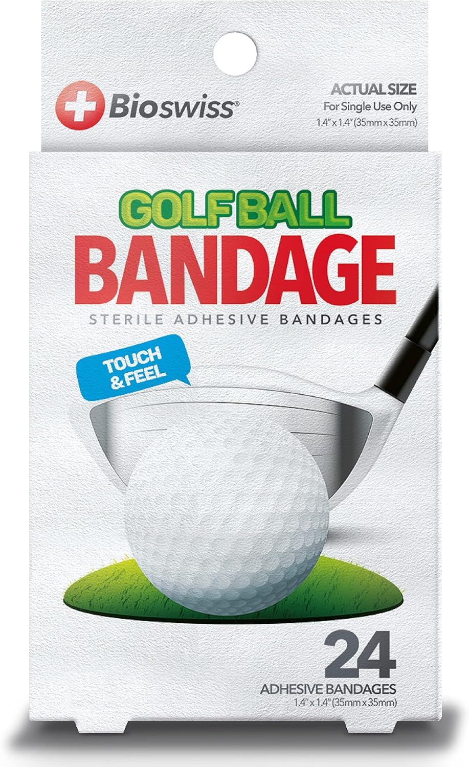 Bandages, Golf Ball Shaped Self Adhesive Bandage, Latex Free Sterile Wound Care, Fun First Aid Kit Supplies for Kids, 24 Count