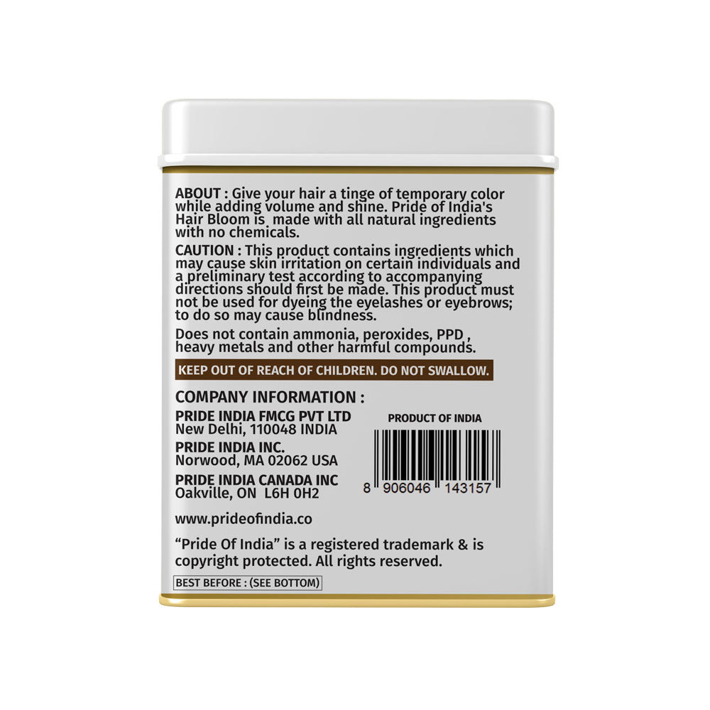 Color de cabello natural castaño - Polvo de color de cabello herbal Henna e Indigo de Hair Bloom - 12 sachets individuales (10 gm cada uno) - Incluye brocha y bandeja reutilizables