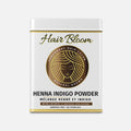 Color de cabello natural castaño - Polvo de color de cabello herbal Henna e Indigo de Hair Bloom - 12 sachets individuales (10 gm cada uno) - Incluye brocha y bandeja reutilizables