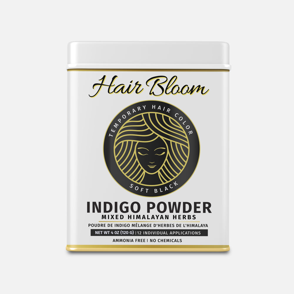 Color de Cabello Natural Indigo - Polvo de Color de Cabello con Hierbas del Himalaya - 12 Sobres Individuales (10 gm cada uno) con Brocha y Bandeja Reutilizables Incluidos