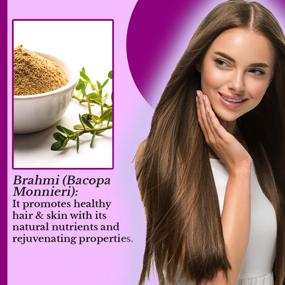 Polvo herbal de Brahmi Bacopa - Hair Bliss, acondicionador natural para cabello y piel, 12 sachets individuales (10 gm cada uno) con brocha y bandeja reutilizables incluidas