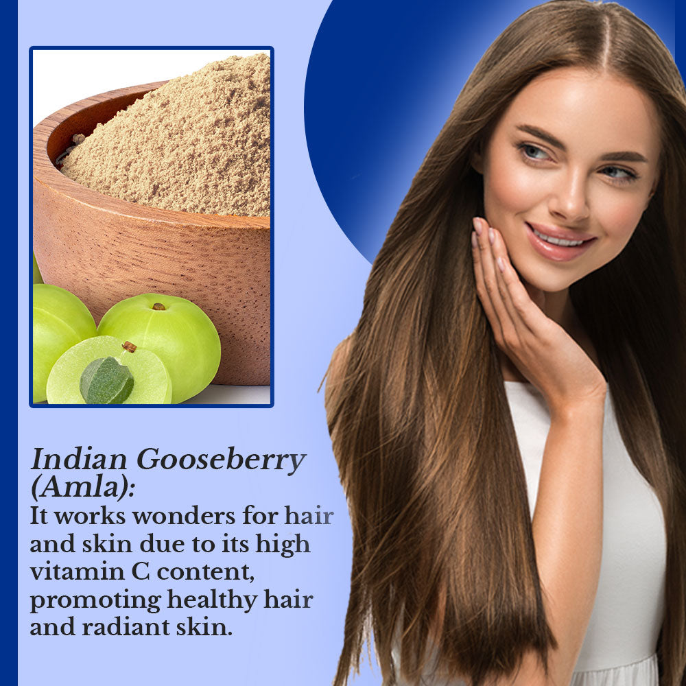 Polvo acondicionador de amla natural - Hair Bliss 12 sobres individuales (10 gm cada uno) con brocha y bandeja reutilizables incluidos