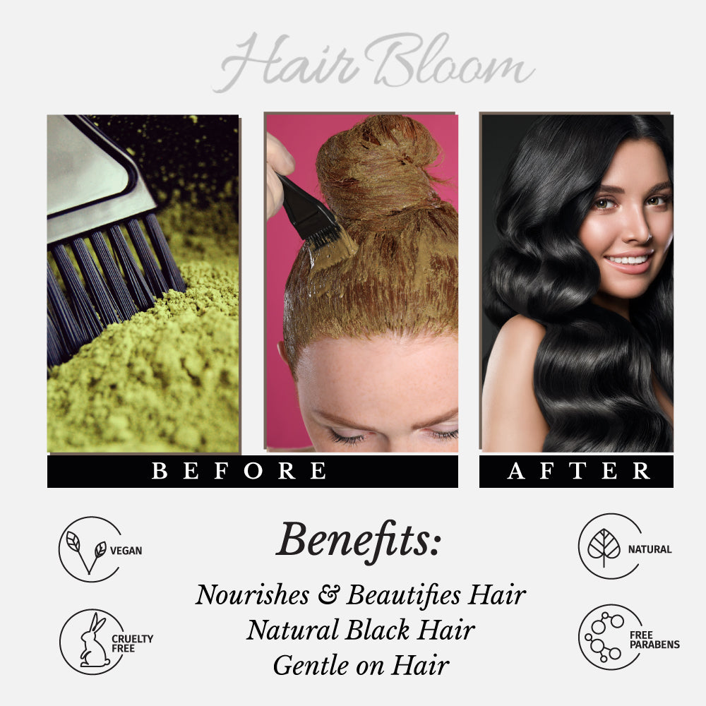 Color de Cabello Natural Indigo - Polvo de Color de Cabello con Hierbas del Himalaya - 12 Sobres Individuales (10 gm cada uno) con Brocha y Bandeja Reutilizables Incluidos