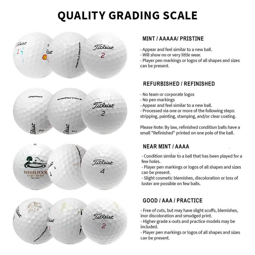 Mixed Golf Ball Brands, Mint/ 5A/ AAAAA Quality, 48 Pack, White