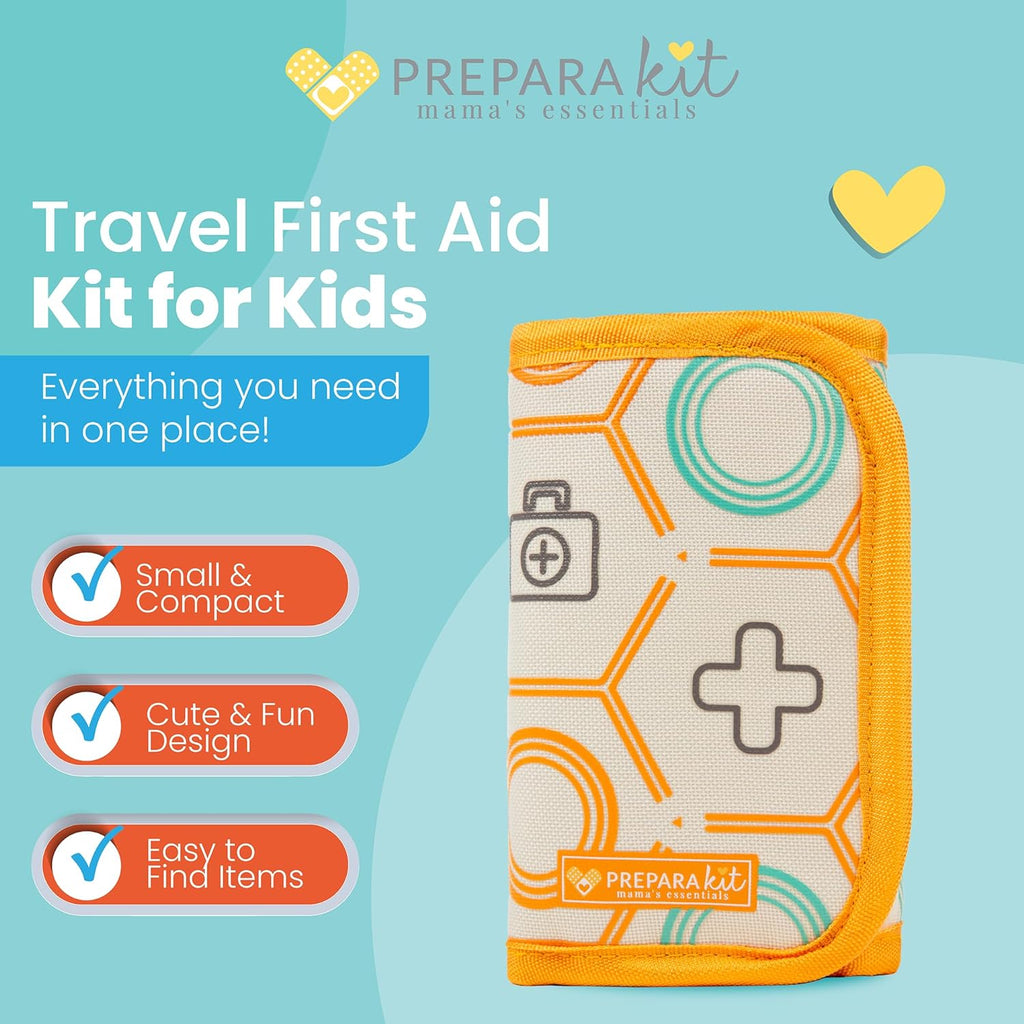 Kids First Aid Kit - 75-Piece Travel First Aid Kit for Toddlers and Babies, TSA Approved, Latex Free, Fits Diaper Bag, Backpack, Purse or Car, Designed by a Mom and Nurse (Orange Crush)