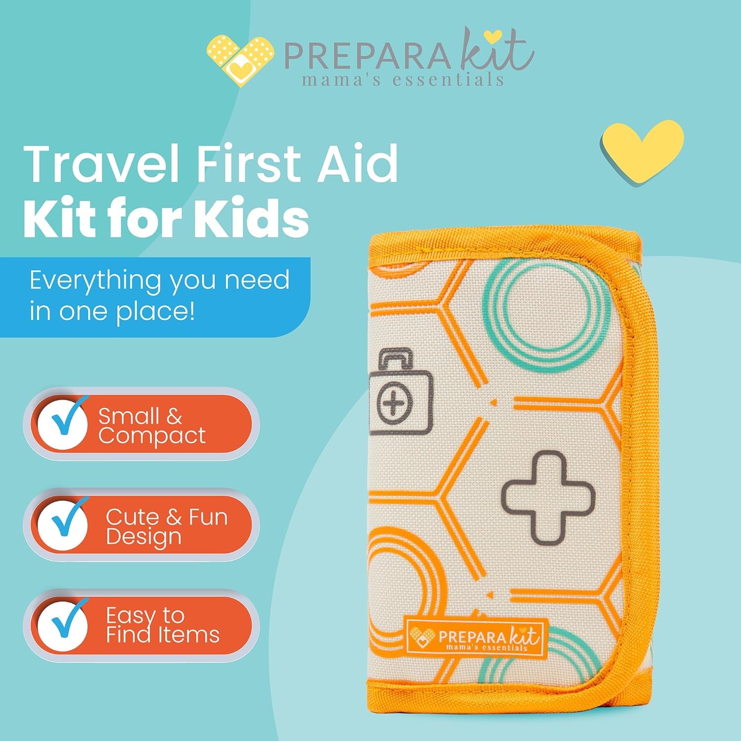 Kids First Aid Kit - 75-Piece Travel First Aid Kit for Toddlers and Babies, TSA Approved, Latex Free, Fits Diaper Bag, Backpack, Purse or Car, Designed by a Mom and Nurse (Orange Crush)