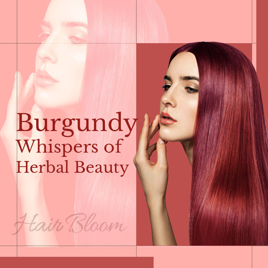 Color de Cabello Burdeos Natural Hair Bloom - Polvo de Henna Herbal Burdeos - 12 Sachets Individuales (10 gm c/u) - Incluye Brocha y Bandeja Reutilizables